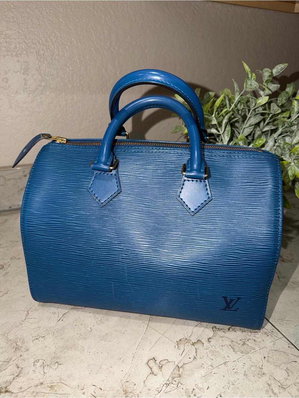Authentic Louis Vuitton Blue Epi Leather Speedy - Picture 2 of 15